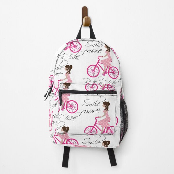 Item preview, Smile More Ride A Bike, With Girl Riding Bicycle designed and sold by 4AllTimes.