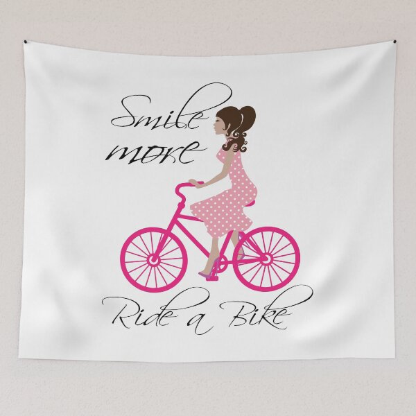 Item preview, Smile More Ride A Bike, With Girl Riding Bicycle designed and sold by 4AllTimes.