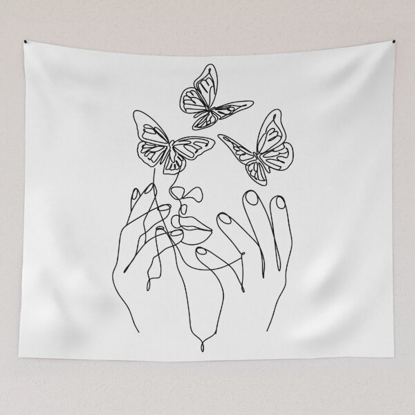 Item preview, Abstract Line Illustration, Minimal Face Drawing In Lines, Printable Butterfly Fashion Sketch, Drawn Female Portrait, Minimalist Woman Art. designed and sold by OneLinePrint.