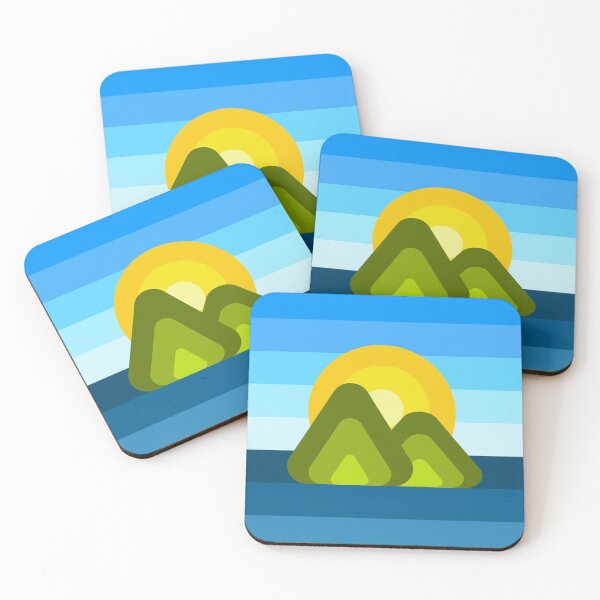 Item preview, Colorful Thick Lined Mountain Peaks in the Sea Saint Lucia Pitons designed and sold by Uppercase Tees.