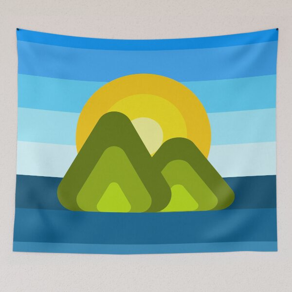 Item preview, Colorful Thick Lined Mountain Peaks in the Sea Saint Lucia Pitons designed and sold by Uppercase Tees.