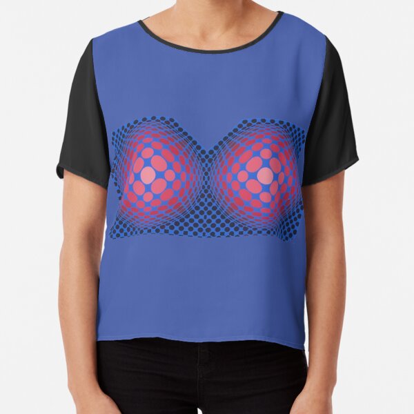 Victor Vasarely OPTICAL ILLUSION Exterior Bra Chiffon Top