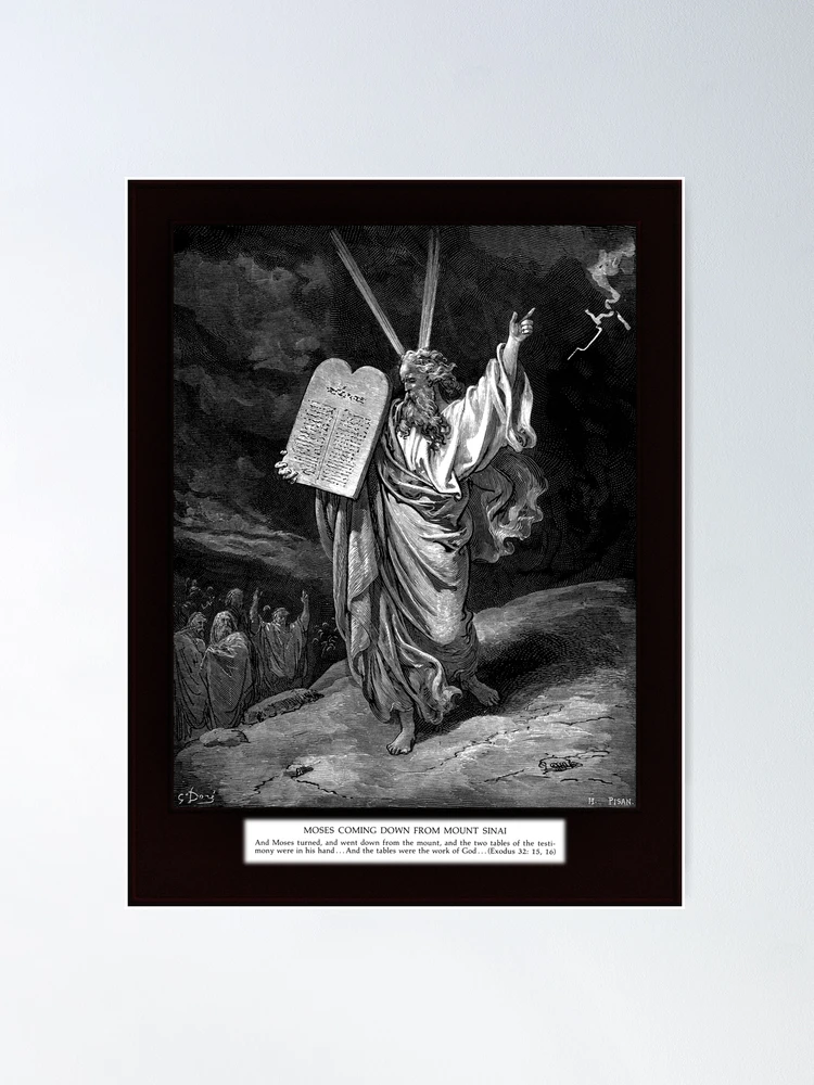 Moses Comes Down from Mount Sinai by Engraving by H. Pisan Classical Art  Old Masters Reproduction | Poster