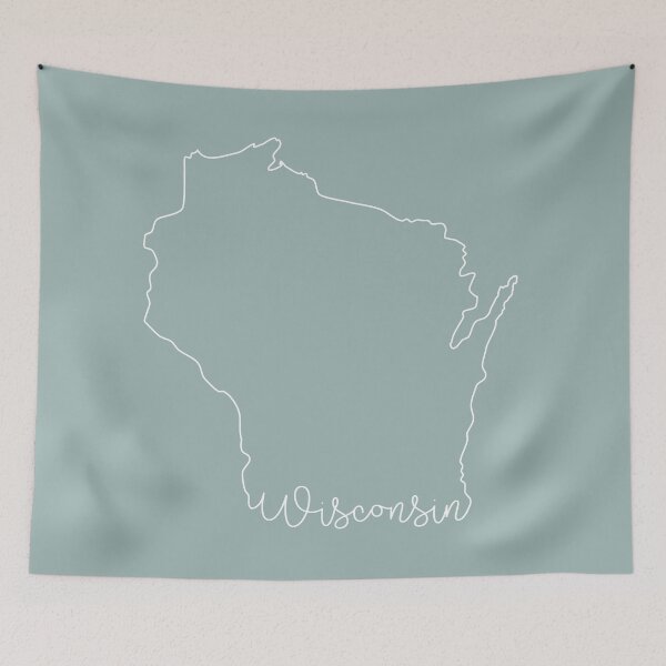 Item preview, Wisconsin Cursive State Outline designed and sold by GreatLakesLocal.