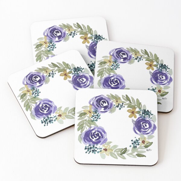 Item preview, Purple Rose Watercolor Wreath designed and sold by EmDamArt.