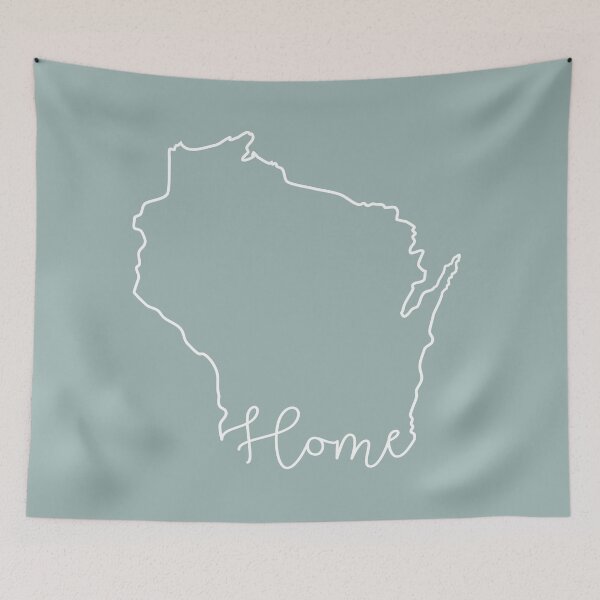 Item preview, Wisconsin Cursive Home State Outline designed and sold by GreatLakesLocal.