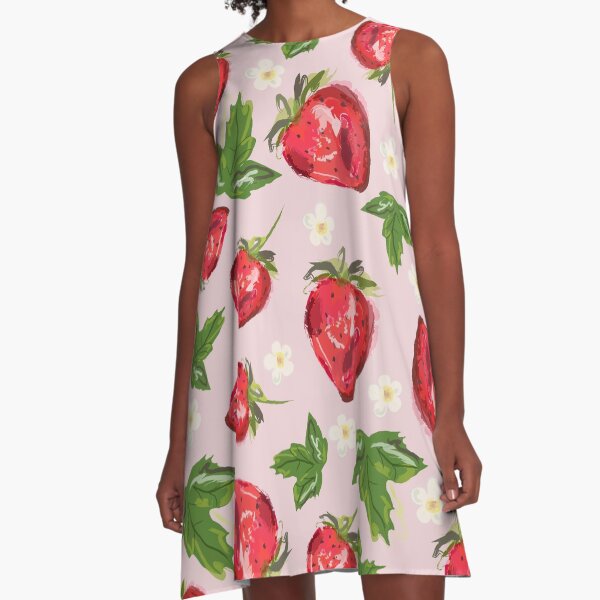 Strawberry Botanical A-Line Dress