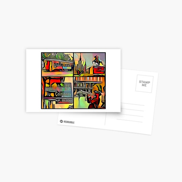 New Orleans-Jackson Square- Trolley-Jazz Player-Blues Bar Postcard