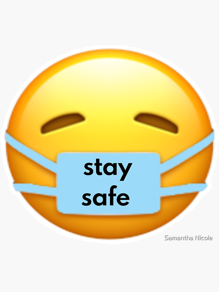 "stay safe mask emoji" Sticker for Sale by samanthaa1103 Redbubble