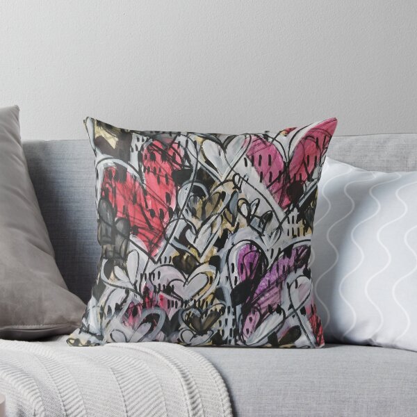 Hearts: Abstract Throw Pillow