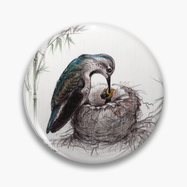 Item preview, "A Mother's Love" - Mother Hummingbird and Baby designed and sold by Rebecca Rees.