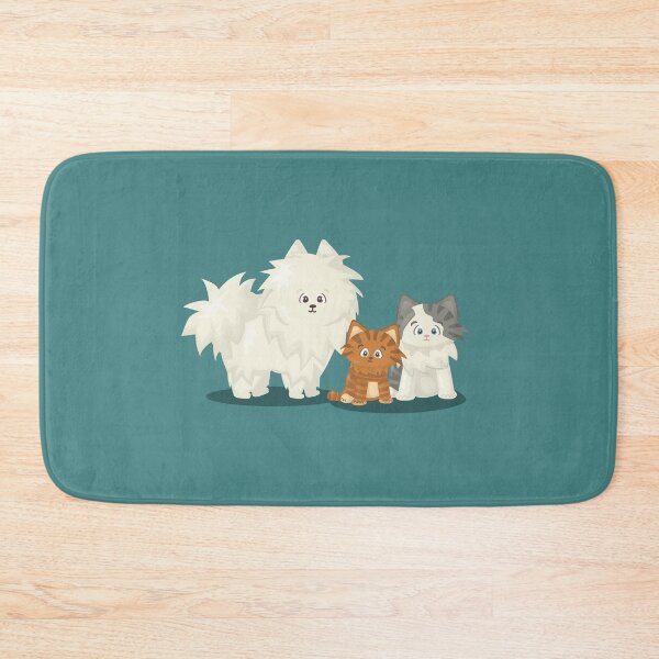 Item preview, Three friends: White fluffy happy samoyed dog and two adorable cats designed and sold by essskina.