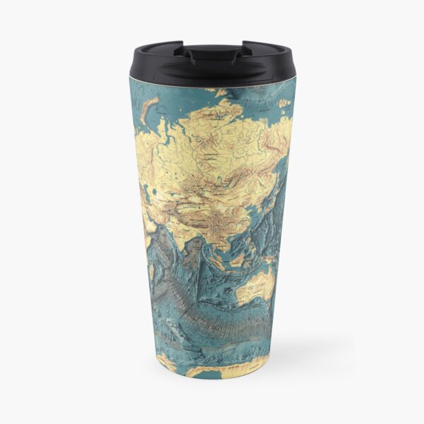 Blue Vintage Detailed Ocean World Map Travel Coffee Mug