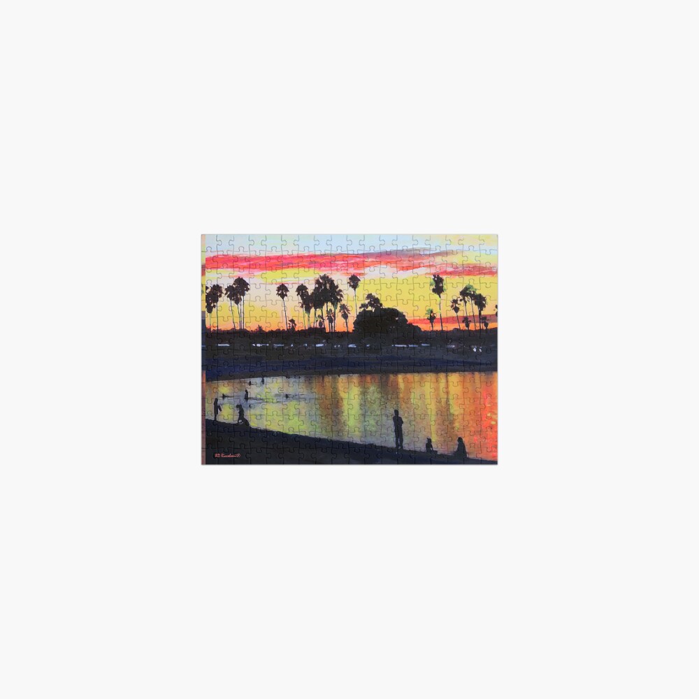 Tropical Sunset on The Lagoon - San Diego California Jigsaw Puzzle