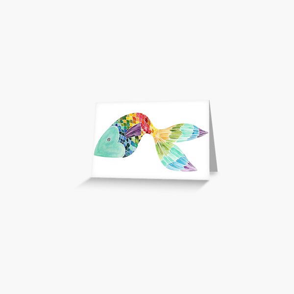 Colorful watercolor fish unique Redbubble Christmas gifts for a fish lover  | Greeting Card