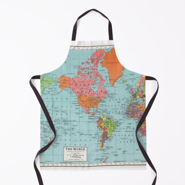 Item preview, Vintage Detailed America-Centric Red Blue World Map, Colorful Bohemian Map designed and sold by easteuromaps.