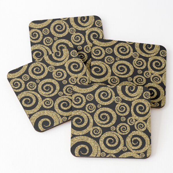 Item preview, Gold Glitter Effect Swirls Face Mask, Laptop Sticker, Mug designed and sold by WOW TeesAndThings.
