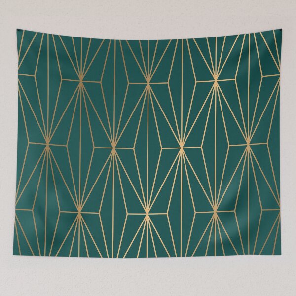 Item preview, Emerald Green Gold Geometric Pattern designed and sold by Vic Torys ☆.