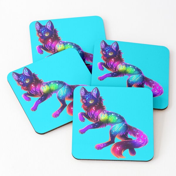 Item preview, Cute Rainbow Neon Wolf (Light Blue) designed and sold by Kadeda.