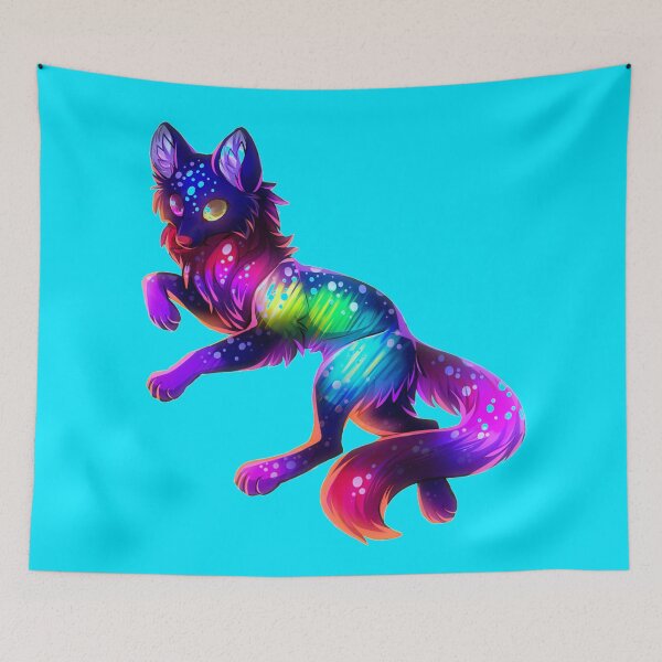 Item preview, Cute Rainbow Neon Wolf (Light Blue) designed and sold by Kadeda.