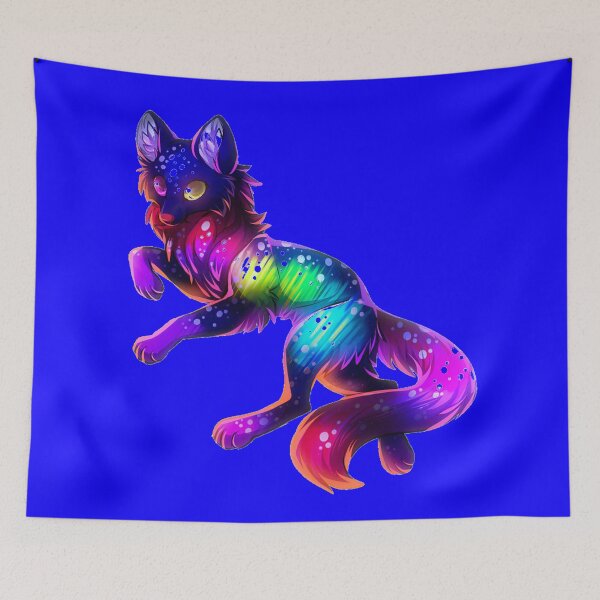 Item preview, Cute Rainbow Neon Wolf (Blue) designed and sold by Kadeda.