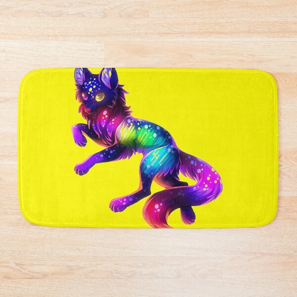 Item preview, Cute Rainbow Neon Wolf (Yellow) designed and sold by Kadeda.