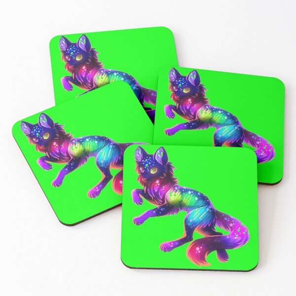 Item preview, Cute Rainbow Neon Wolf (Green) designed and sold by Kadeda.