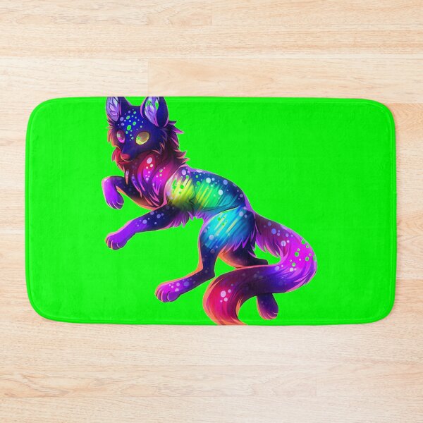Item preview, Cute Rainbow Neon Wolf (Green) designed and sold by Kadeda.