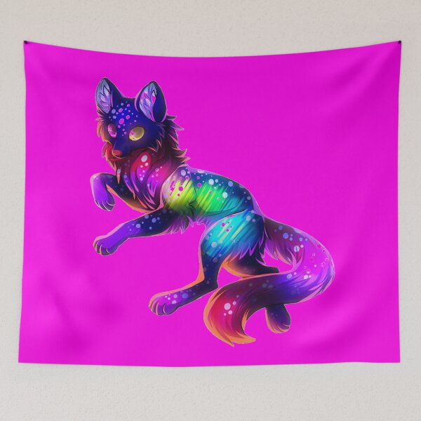 Item preview, Cute Rainbow Neon Wolf (Pink) designed and sold by Kadeda.