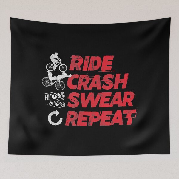 Item preview, Ride Crash Swear Repeat Funny MTB Mountain Bike Cycling designed and sold by RussellRoss.