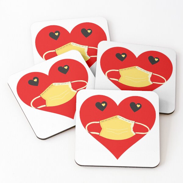 Item preview, Red Heart Wearing Yellow Mask With Heart Eyes designed and sold by WhimsicaliTee.