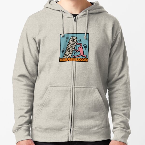 Keith Haring - Pisa Tower / 1988 / Talking Heads / Abstract / Pop Art Zipped Hoodie