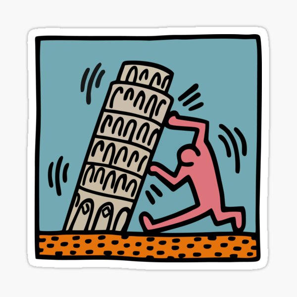 Keith Haring - Tour de Pise / 1988 / Talking Heads / Abstrait / Pop Art Sticker