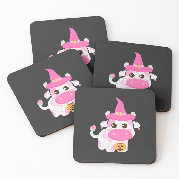 Aperçu de l'œuvre La sorcière mignonne de vache aux fraises rose bébé Halloween va tromper ou traiter créée et vendue par twicetrader.