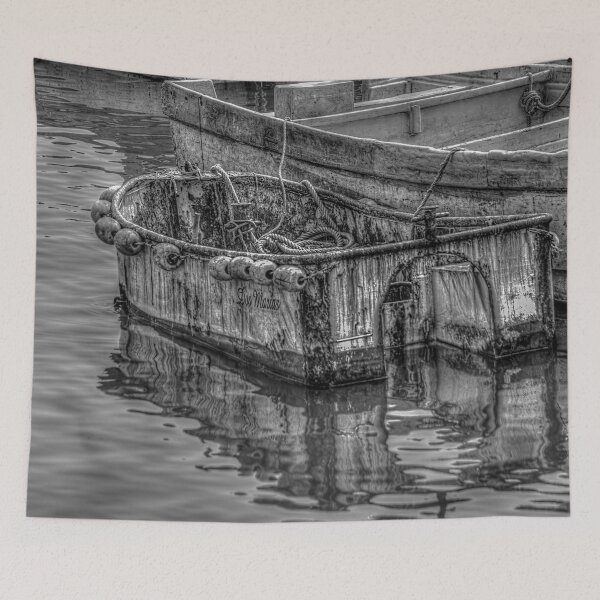 Item preview, Rusty vintage fishing boat at the dock designed and sold by Steven Kight.