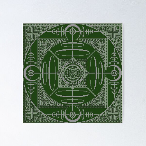 Aperçu de l'œuvre Mandala Pixel Eclipse Verte pour Cours de Gym créée et vendue par Super Hoop.
