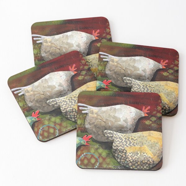 Item preview, mixed media collaged chickens designed and sold by CindyGrosch.