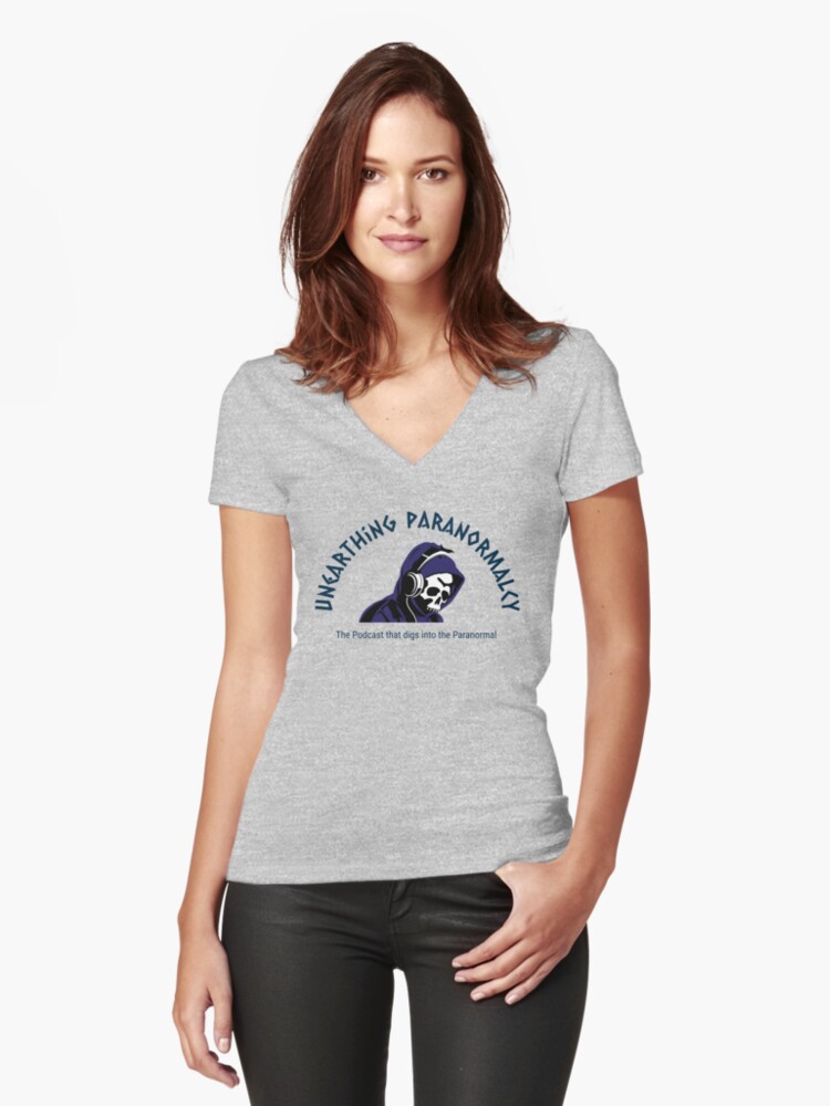 Thumbnail 1 of 3, Fitted V-Neck T-Shirt, Podcast Merchandise for Unearthing Paranormalcy designed and sold by unpnormalcy.
