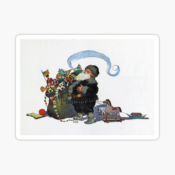 "A Right Jolly Old Elf" Vintage "Twas The Night Before Christmas" Illustration from 1912 Sticker