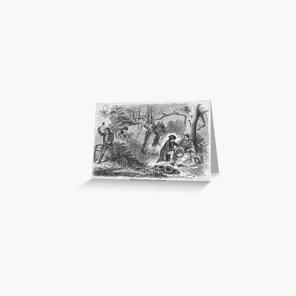 "Gathering Evergreens" Vintage Christmas Print by Winslow Homer (1858) Greeting Card