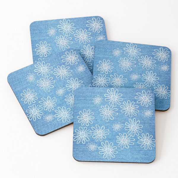 Item preview, Blue Denim with Daisies Embroidery Design designed and sold by StickerArtwork.