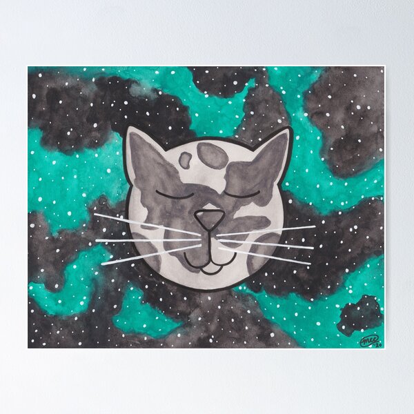 Cat Moon Poster
