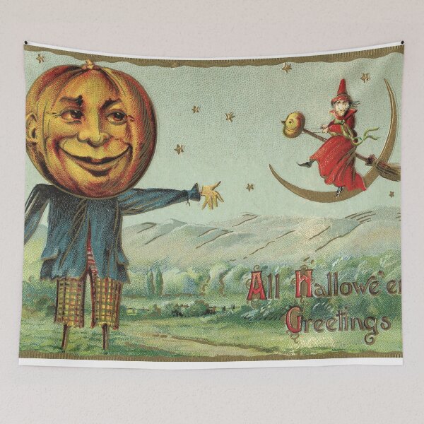 Item preview, Vintage Halloween Scarecrow and Witch All Halloween Greeting designed and sold by DeeElle.