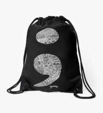 Patterned Semicolon #2 in white Drawstring Bag