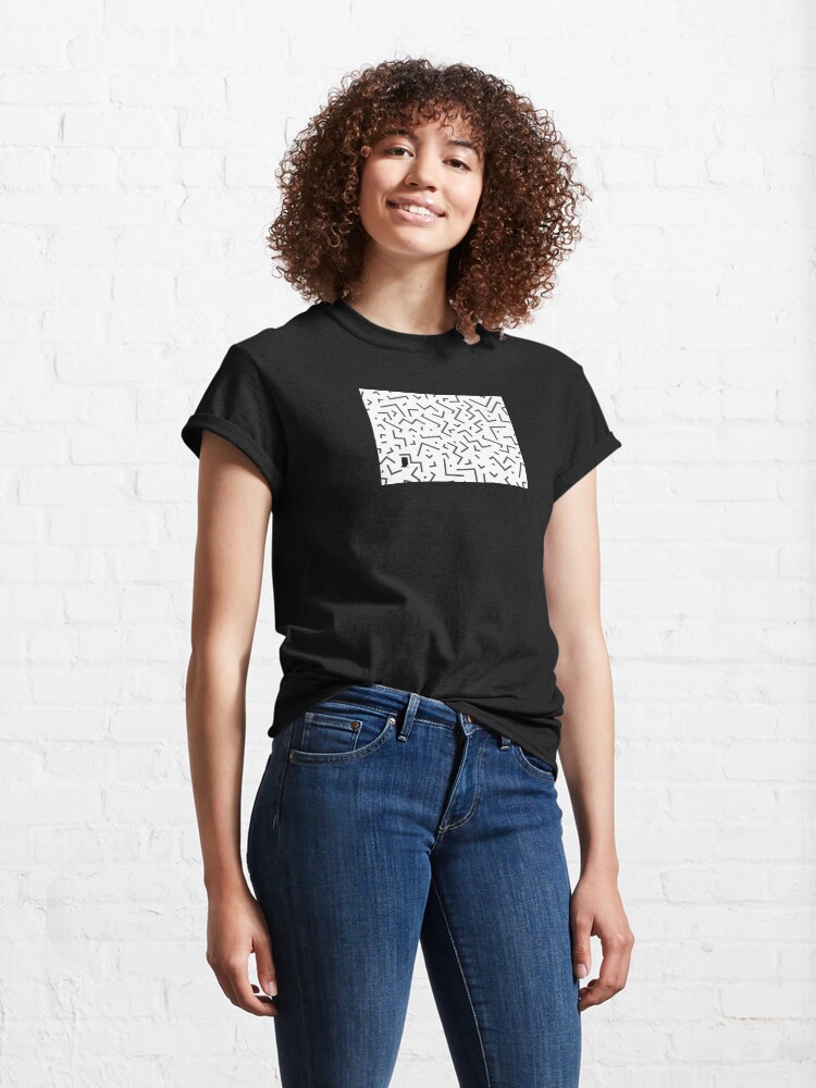Alternate view of Tribal Print-Indiana-Black and White Classic T-Shirt