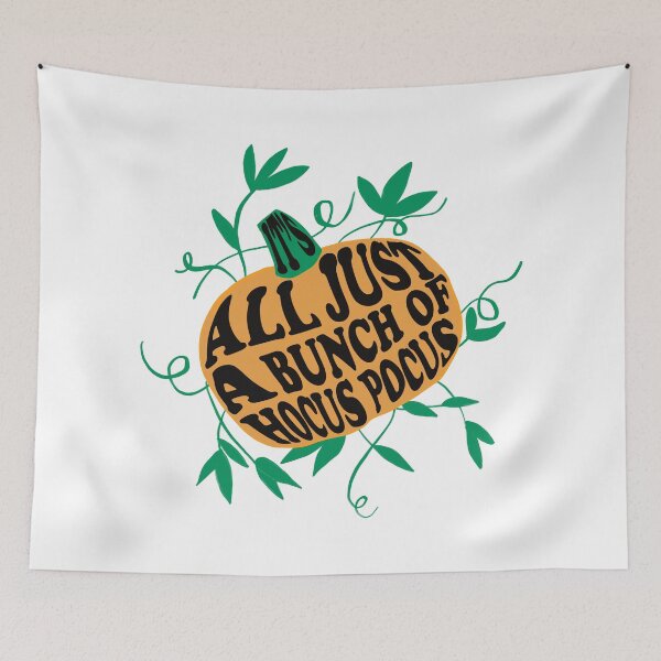 Item preview, IT’S ALL JUST A BUNCH OF HOCUS POCUS - black words with greenery designed and sold by Your Paradigm Design.
