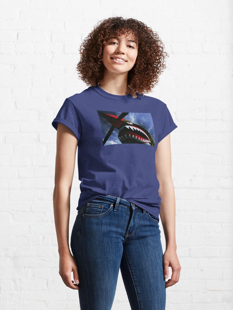 Thumbnail 4 of 7, Classic T-Shirt, The Curtiss P-40 Warhawk Plane-American Fighter Aircraft designed and sold by Emily Gartner.
