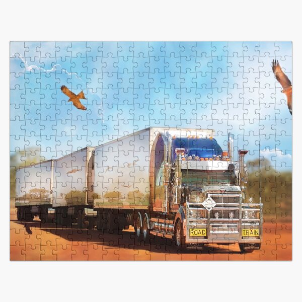 Vista previa del artículo con la obra «Camión Kenworth con tres remolques», diseñado y vendido por JuliaKHarwood.