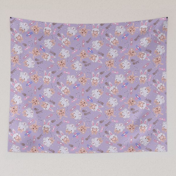 Item preview, Ouch Nurse Stuffies on Dull Purple designed and sold by Cass Noel Studio.