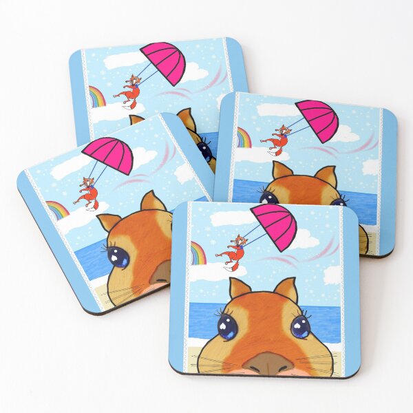 Item preview, A fox is preparing to come  down in a parachute designed and sold by Shirley cute art .